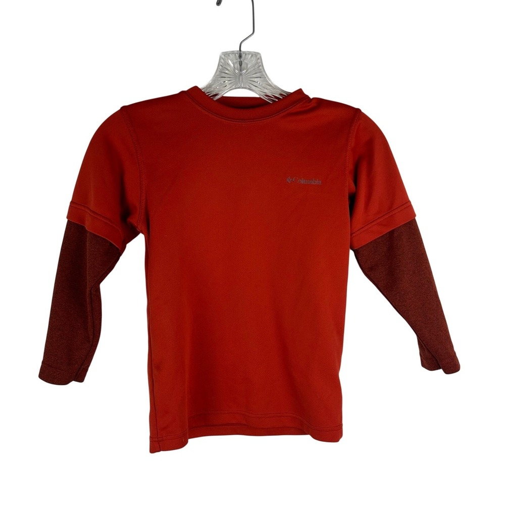 Columbia Boys Long Sleeve Shirt Size 6 Orange Layered Sleeves